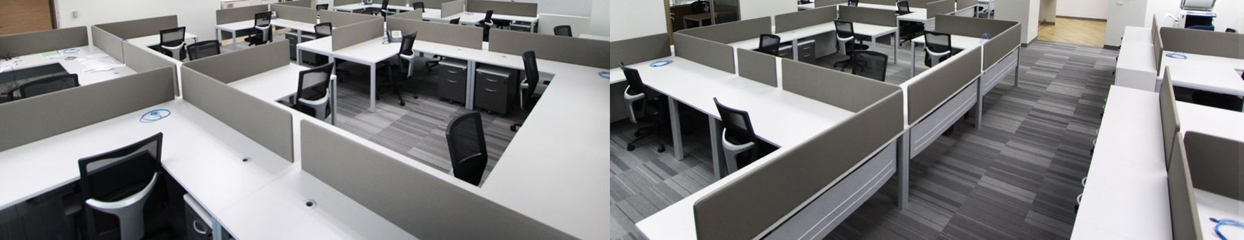 Open-plan office workstations